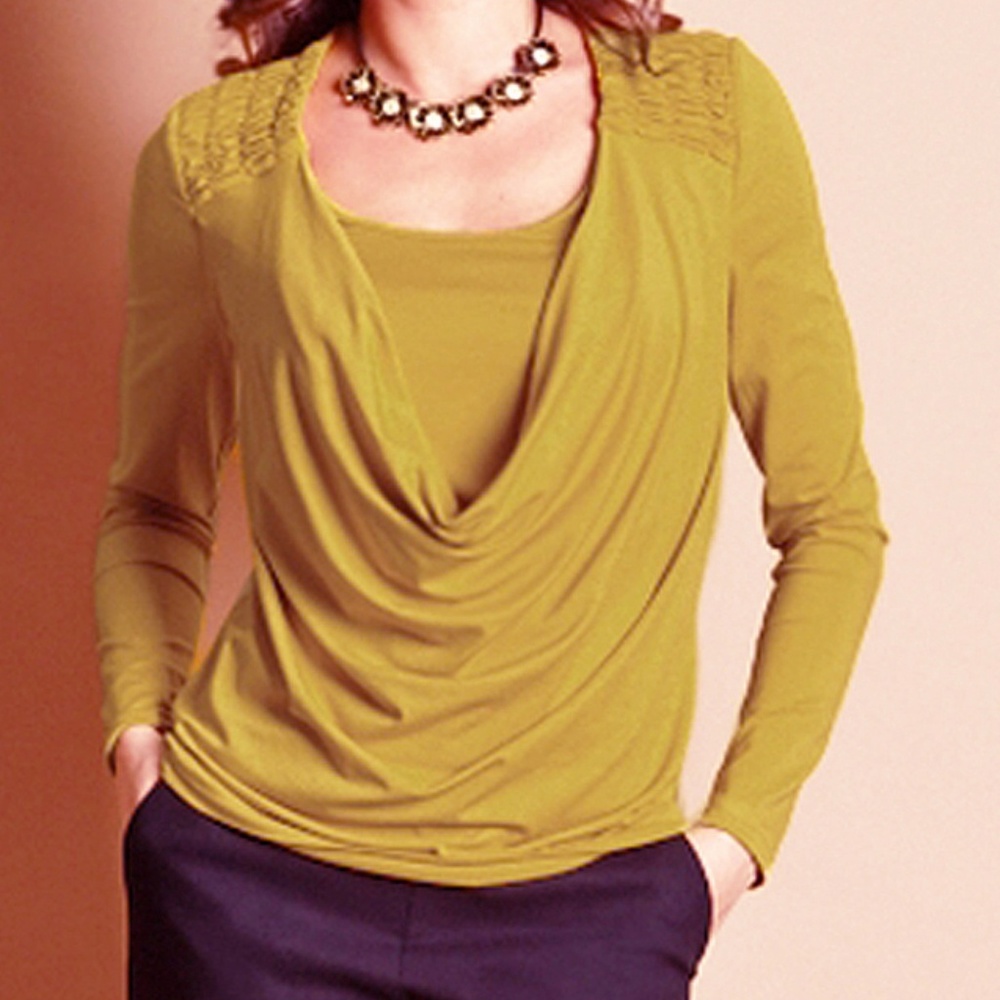 EUROPEAN STRETCH LONG SLEEVE OLIVE BLOUSE WORK